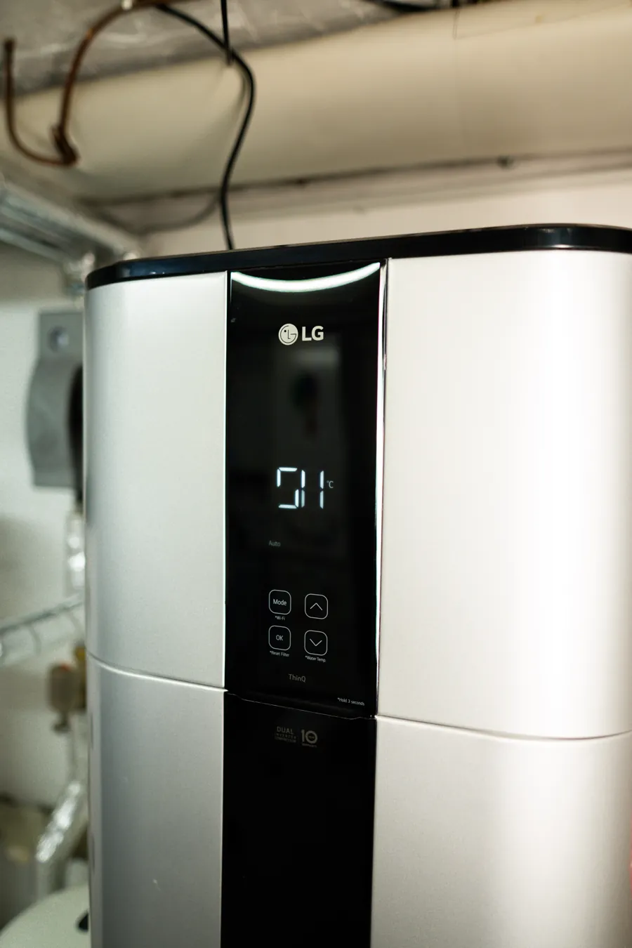 Display einer LG-Warmwasser-Wärmepumpe